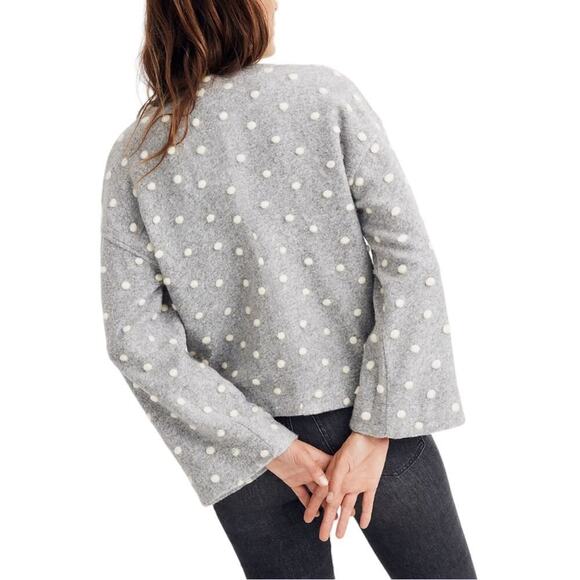 Madewell AG245 Texture & Thread Boxy Bobble Cropped Cardigan Small Polka Pom - Picture 11 of 16